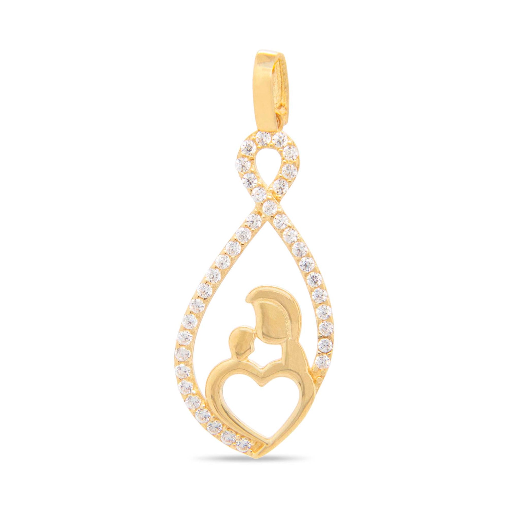 14k Yellow Gold Mon and Kid Heart Pendant
