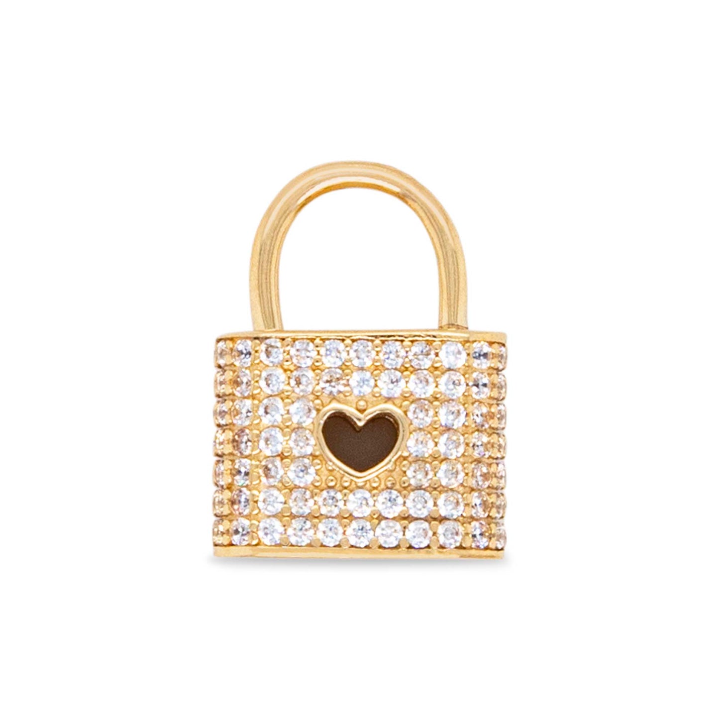 14k Yellow Gold MP CZ Mini Heart Lock Pendant