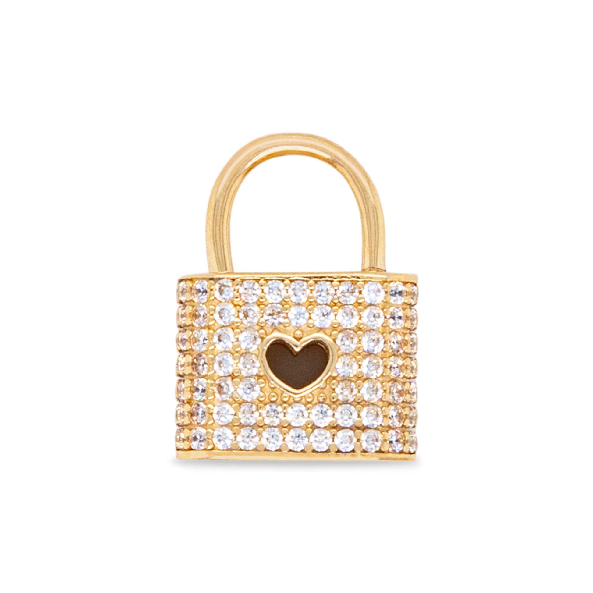 14k Yellow Gold MP CZ Mini Heart Lock Pendant