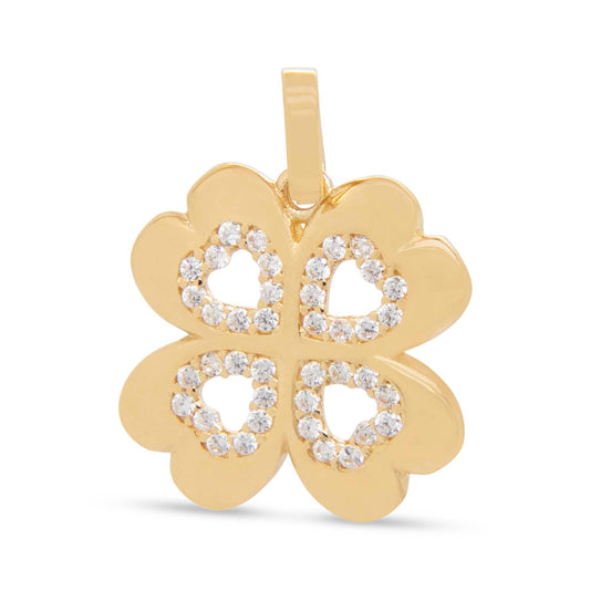 14k Yellow Gold 4 Hearts Clover Pendant