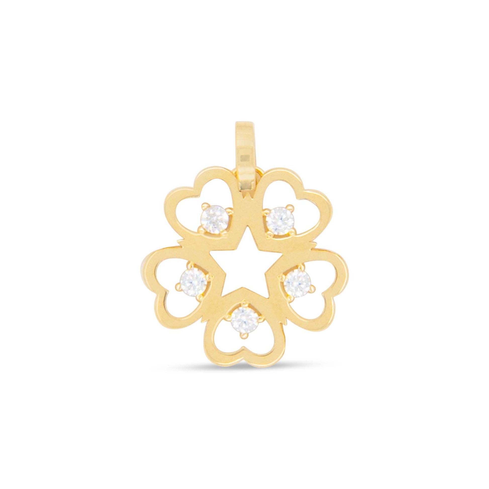 14k Yellow Gold 5 Heart Shape Flower Pendant