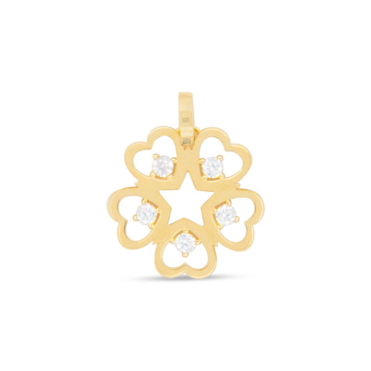 14k Yellow Gold 5 Heart Shape Flower Pendant
