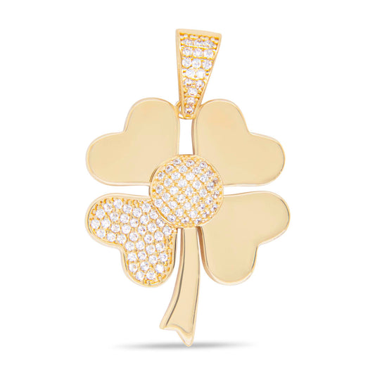14k Yellow Gold Clover Flower Pendant