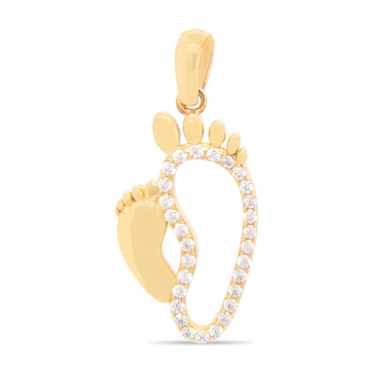 14k Yellow Gold Small and Large Feet Pendant