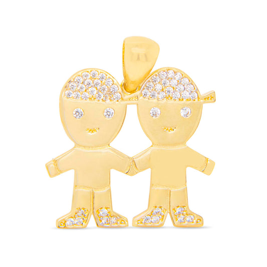 14k Yellow Gold Twins Boy Pendant