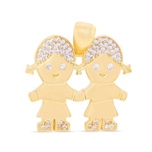 14k Yellow Gold Twins Girl Pendant