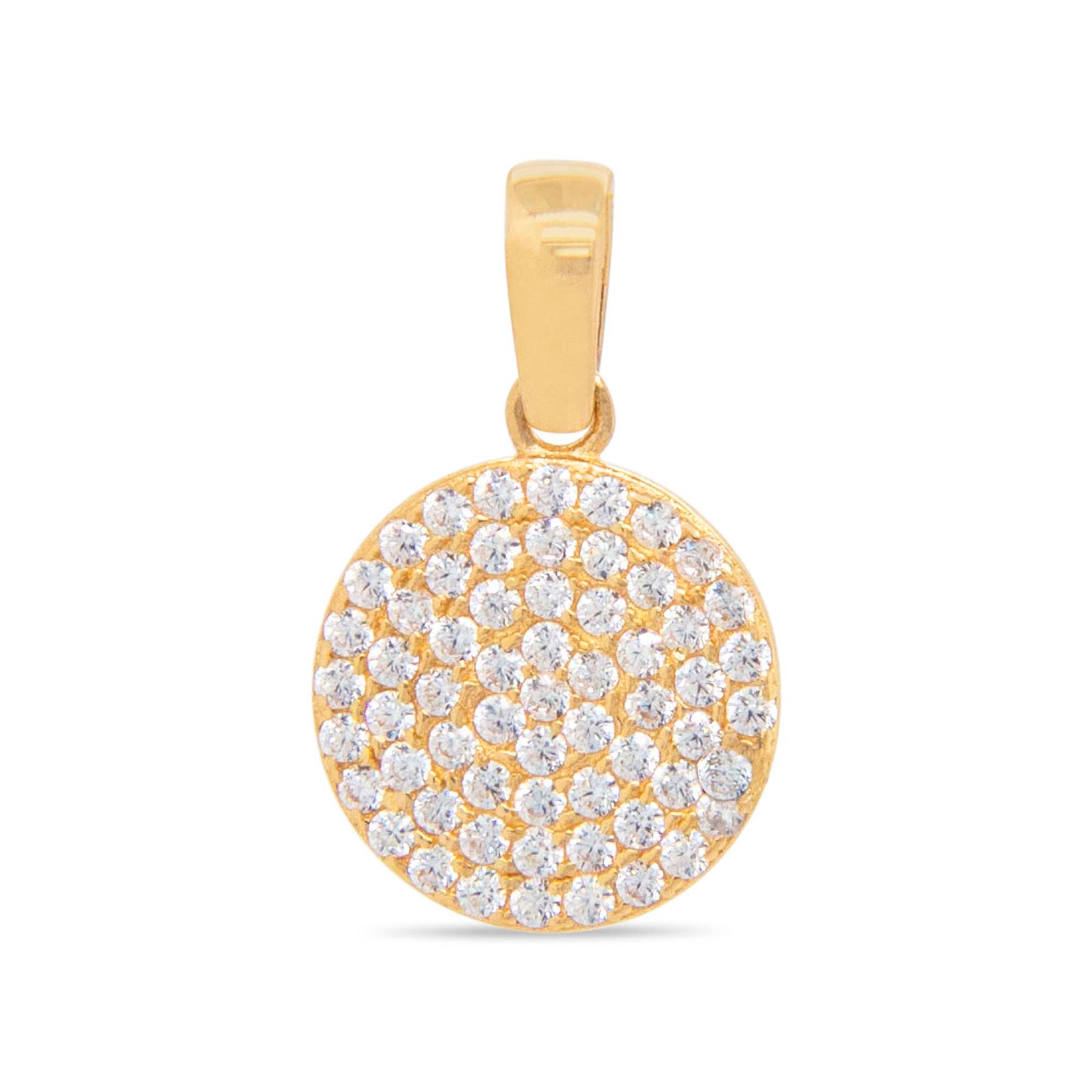 14k Yellow Gold MP CZ Round Pendant