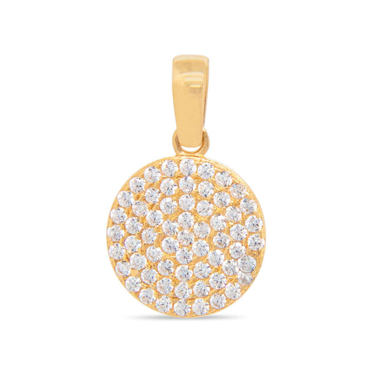 14k Yellow Gold MP CZ Round Pendant