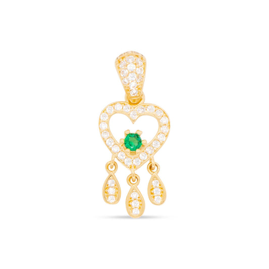 14k Yellow Gold Green CZ Mini Heart Pendant