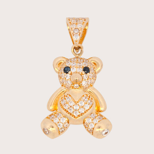 14K Yellow Gold Small Teddy Bear Pendant