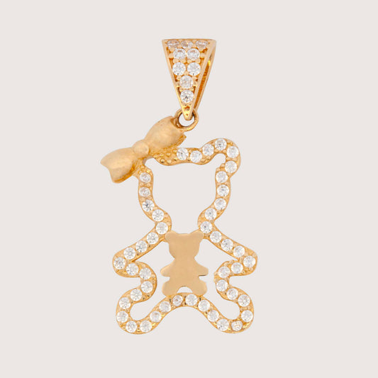 14K Yellow Gold Teddy Bear Shape Pendant