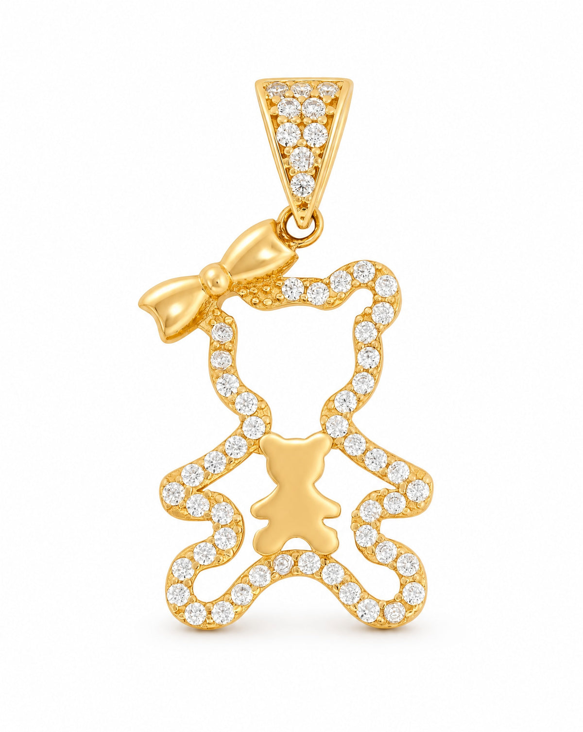 14K Yellow Gold Teddy Bear Shape Pendant