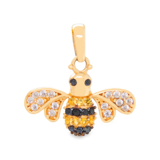 14k Yellow Gold CZ Tiny Bee Pendant