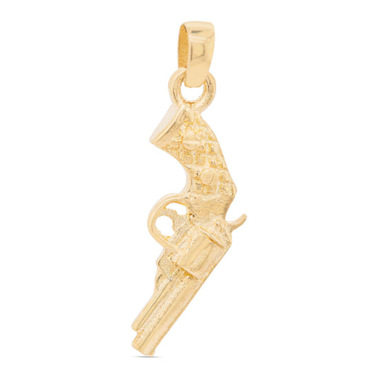 14K Yellow Gold Dangling Textured Revolver Men's Pendant