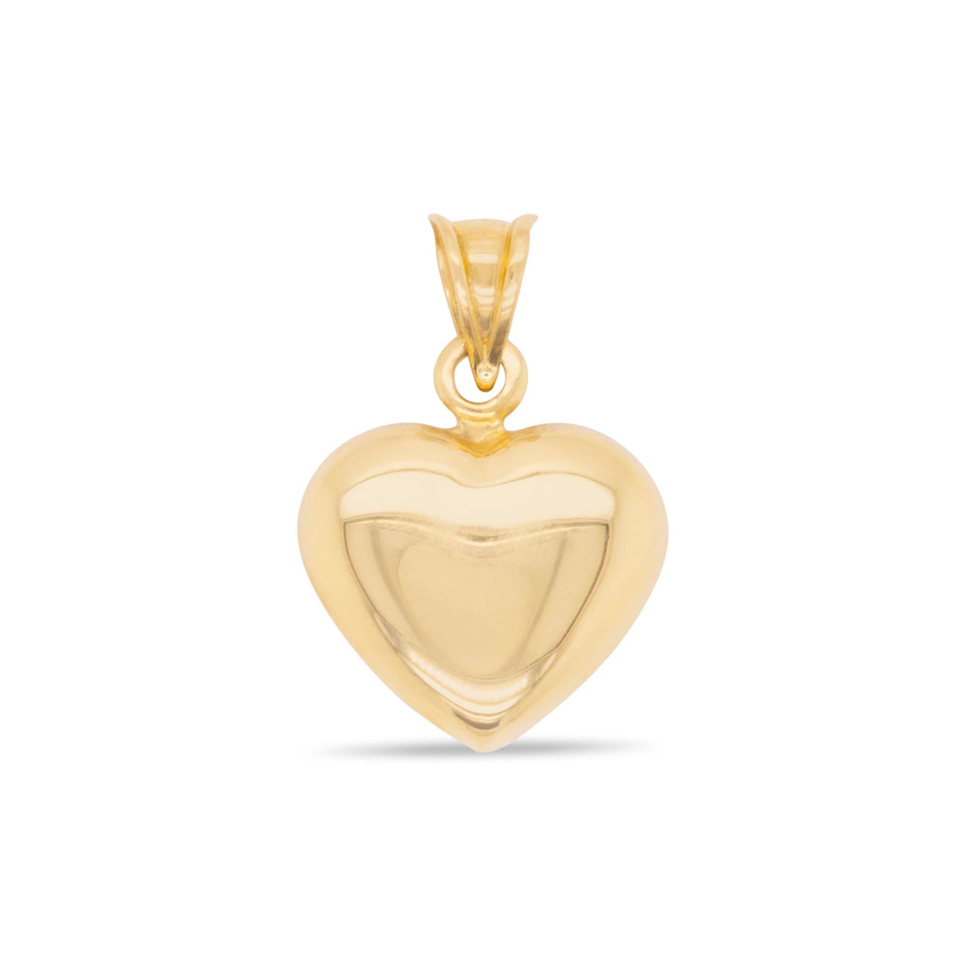 14k Yellow Gold Plain Puffy Small Heart Pendant