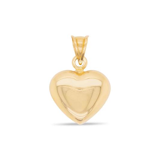 14k Yellow Gold Plain Puffy Small Heart Pendant
