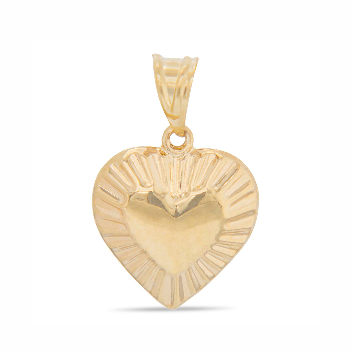 14k Yellow Gold Diamond Cut Heart Shape Pendant
