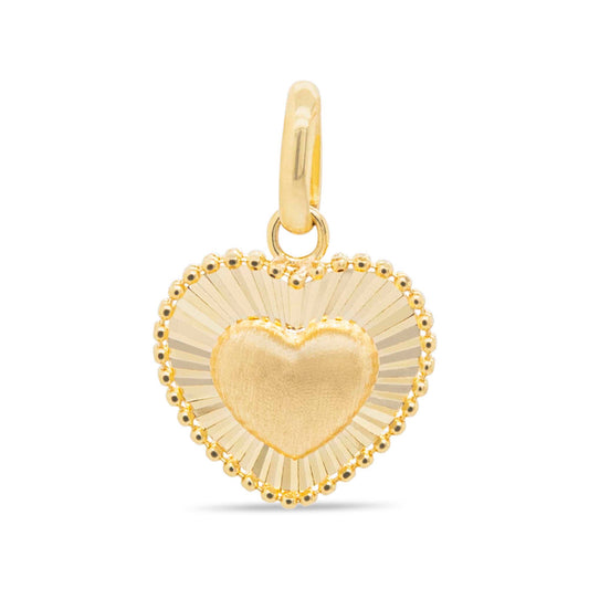 14k Yellow Gold Diamond Cut Heart Pendant