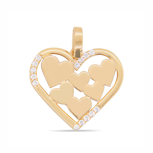 14k Yellow Gold Multiple Mini Hearts Pendant