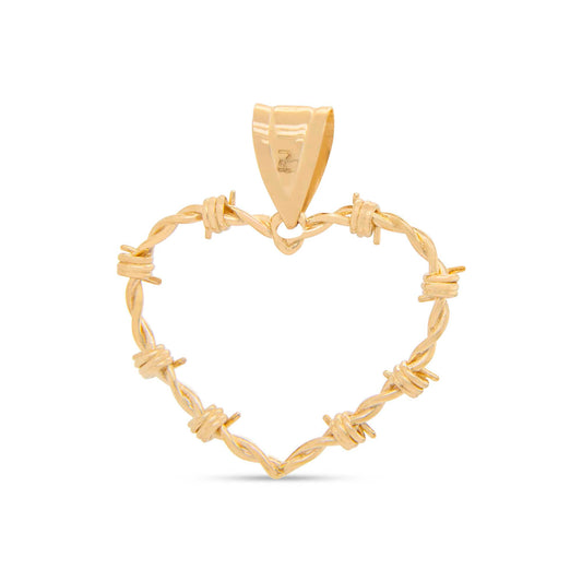 14k Yellow Gold Wire Open Heart Pendant