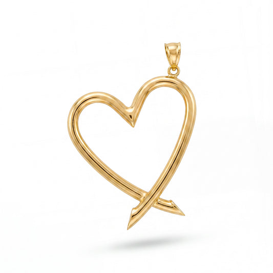 14k Yellow Gold Thin Open Heart Pendant