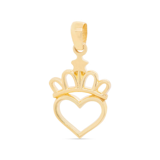 14k Yellow Gold Open Heart with Crown Pendant