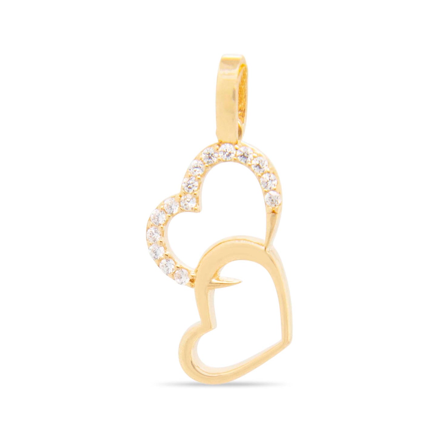 14k Yellow Gold Double Heart Pendant