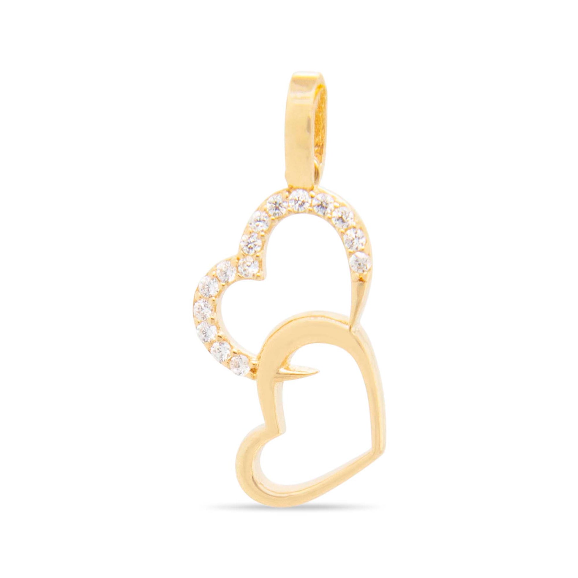 14k Yellow Gold Double Heart Pendant