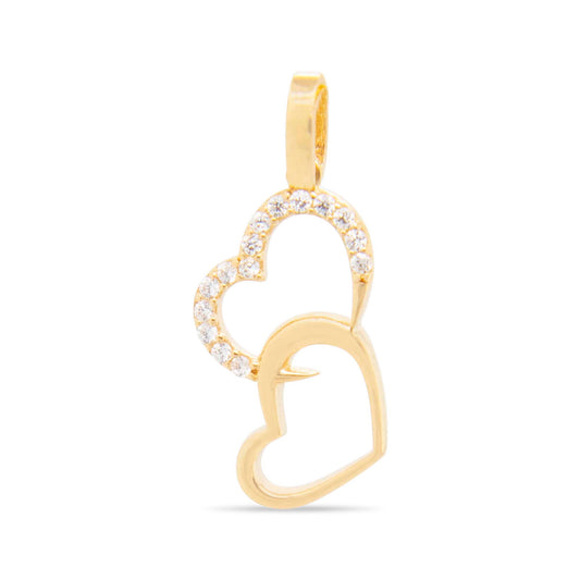 14k Yellow Gold Double Heart Pendant