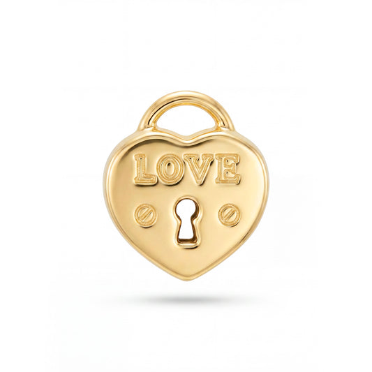 14k Yellow Gold Heart Locked Plain Pendant