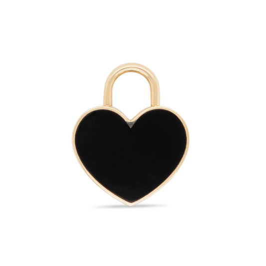 14k Yellow Gold Black Heart Pendant