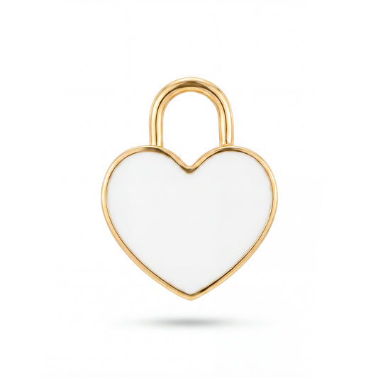 14k Yellow Gold White Heart Pendant