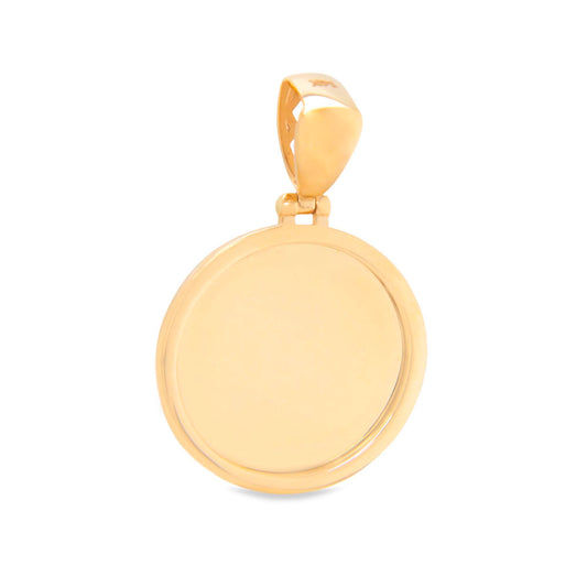 14K Yellow Gold Small Round Polished Picture Men's Pendant