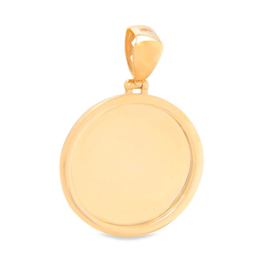 14K Yellow Gold Medium Round Polished Picture Men's Pendant