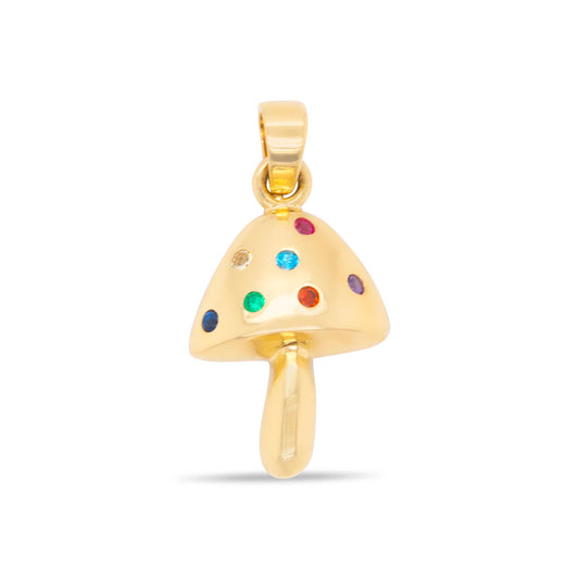 14k Yellow Gold Mushroom Pendant