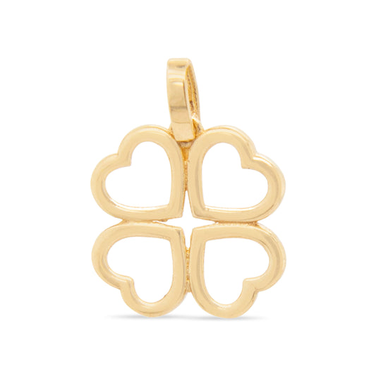 14k Yellow Gold 4 Hearts Flower Pendant