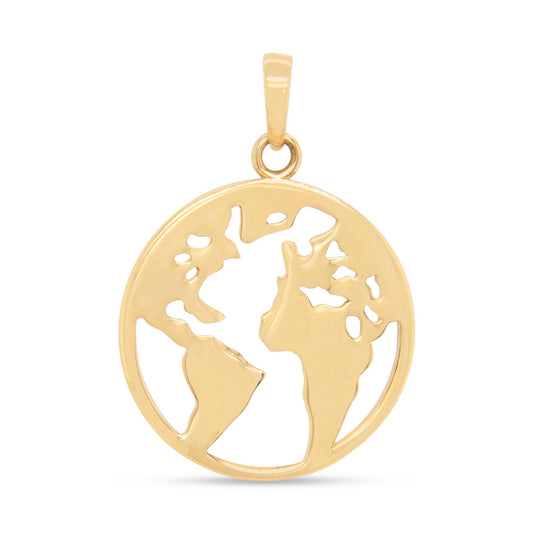 14k Yellow Gold Open Earth Shape Pendant