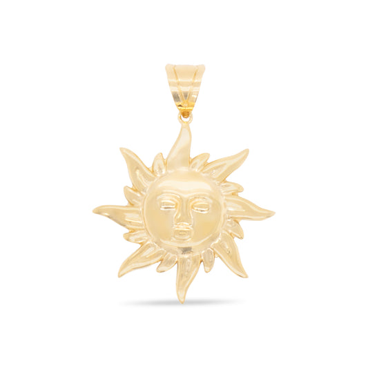 14k Yellow Gold Sun Face Pendant