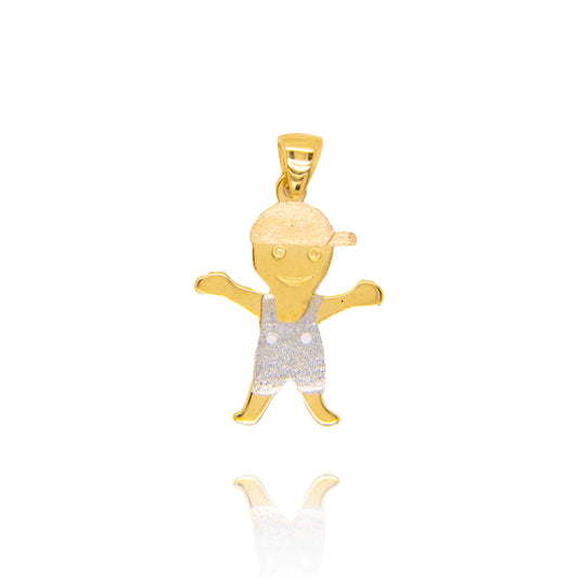 14k Tri Color Gold Boy Pendant