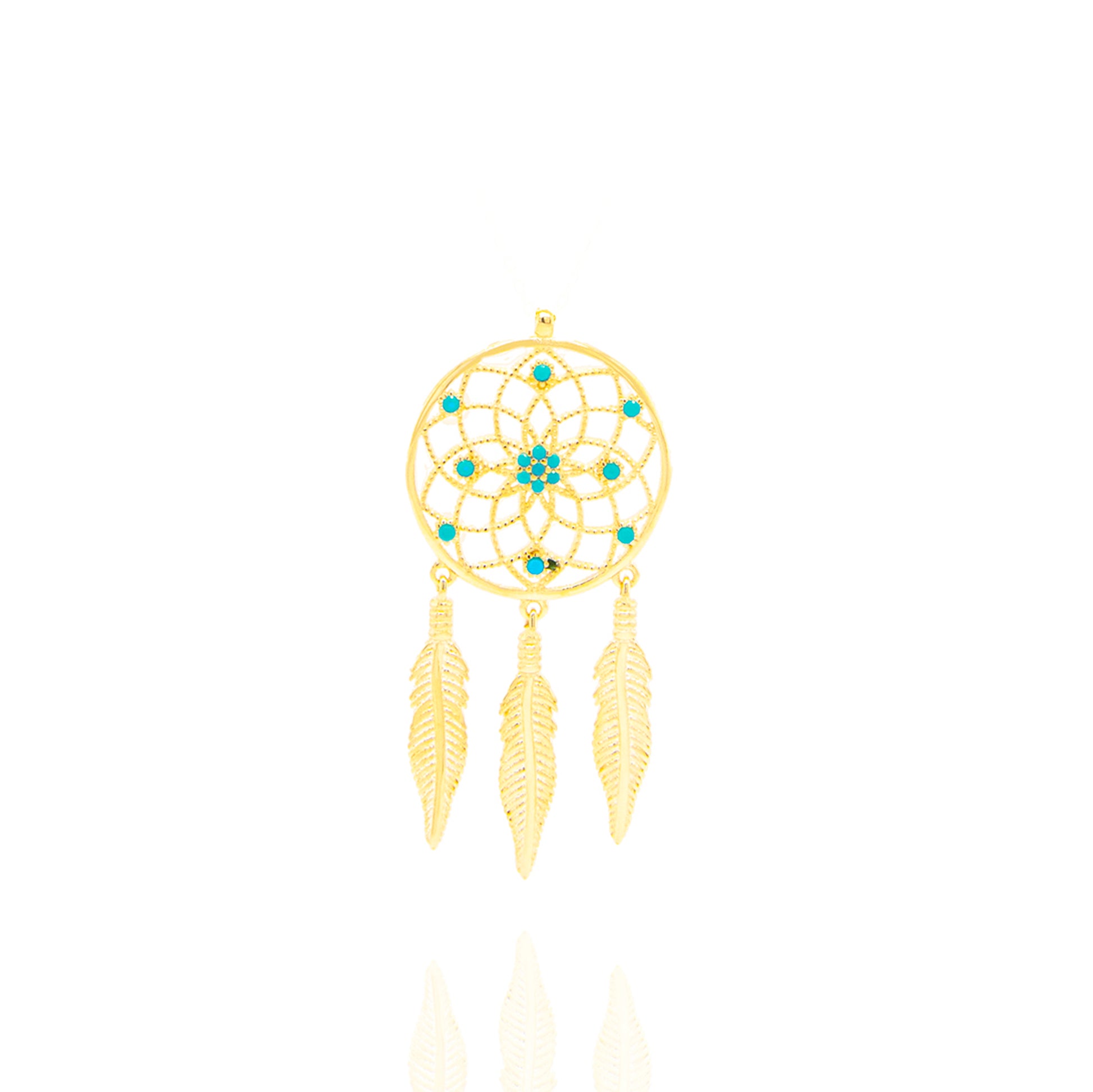 14k Yellow Gold Dream Catcher Pendant