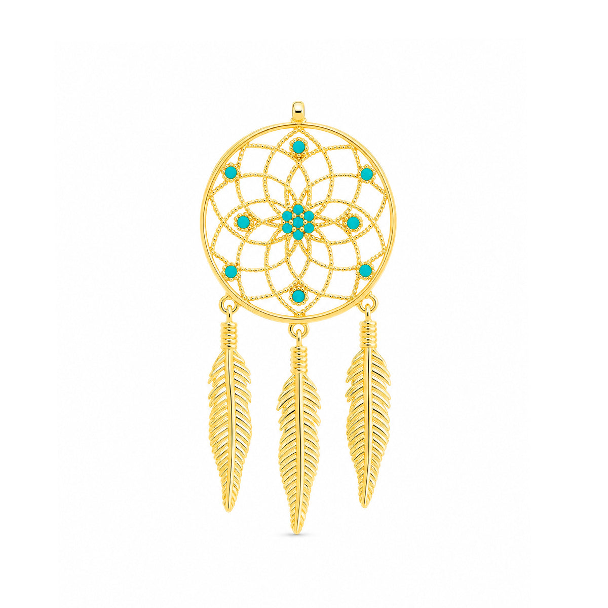 14k Yellow Gold Dream Catcher Pendant