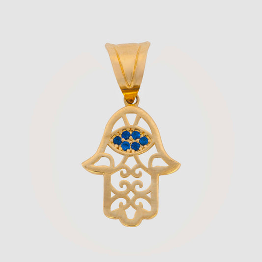 14k Yellow Gold CZ Tiny Hamsa Pendant
