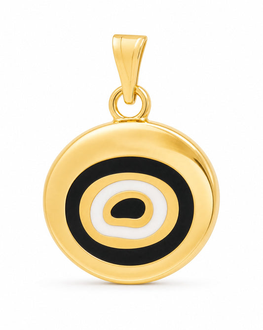 14k Yellow Gold Evil Eye Oval Pendant