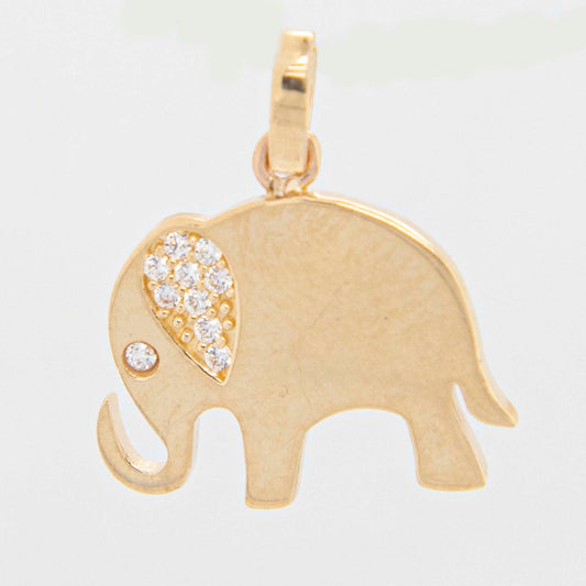 14K Yellow Gold Elephant Figure Pendant