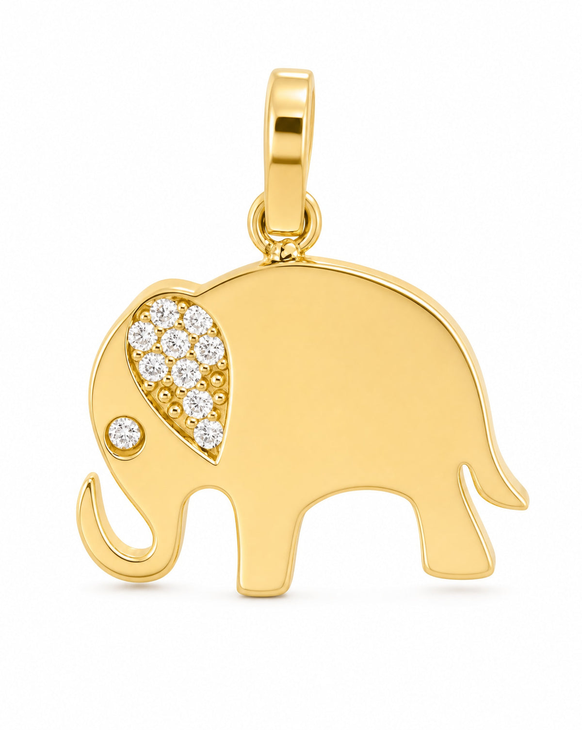 14K Yellow Gold Elephant Figure Pendant