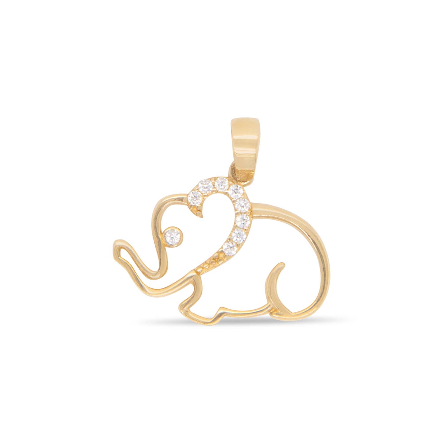14K Yellow Gold Elephant Shape Pendant