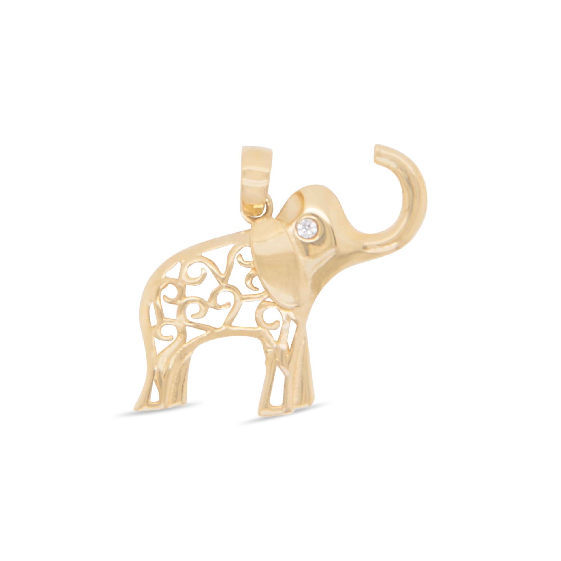 14K Yellow Gold Filigree Elephant Pendant