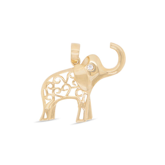 14K Yellow Gold Filigree Elephant Pendant