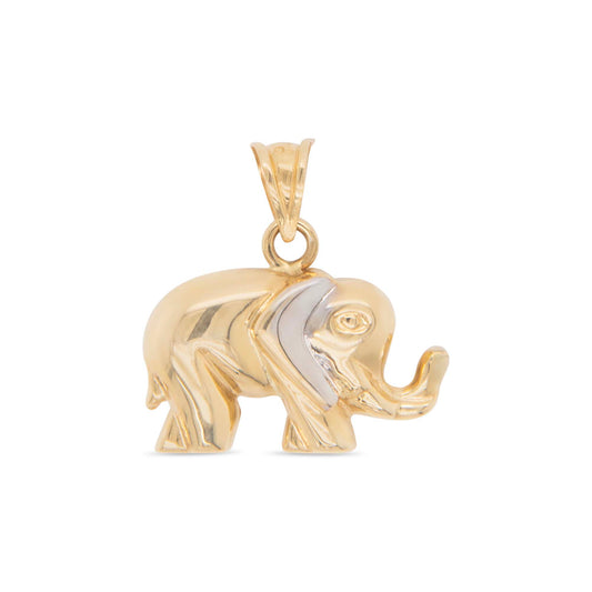 14K 2 Tones Gold Elephant Pendant