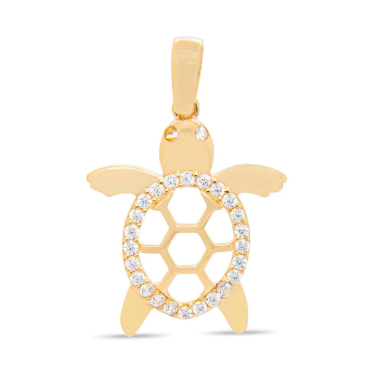 14K Yellow Gold Turtle Shape Pendant
